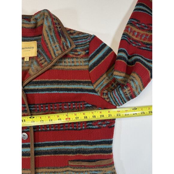 Upcountry Du Monde Southwestern Aztec Fleece Jacket Womens M Button Front - Picture 6 of 9